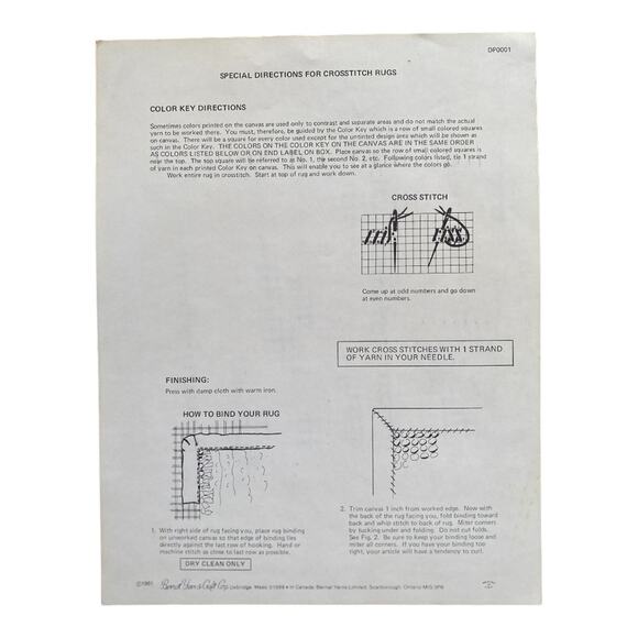 Bernat Shantung Tabriz Cross Stitch 5 Vintage 24”x43” Wall Hanging Rug 1981 Kit - Picture 5 of 8